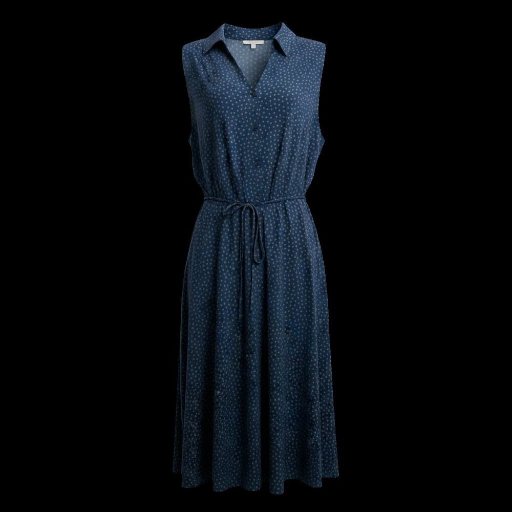 Nicole Miller Navy Green Polka Dot Button Front Tie Waist Dress 12
